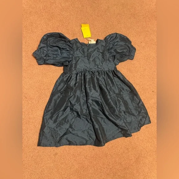 New Xs blue navy short poof sleeve babydoll dress costume photo Alice mini gown - Picture 2 of 5